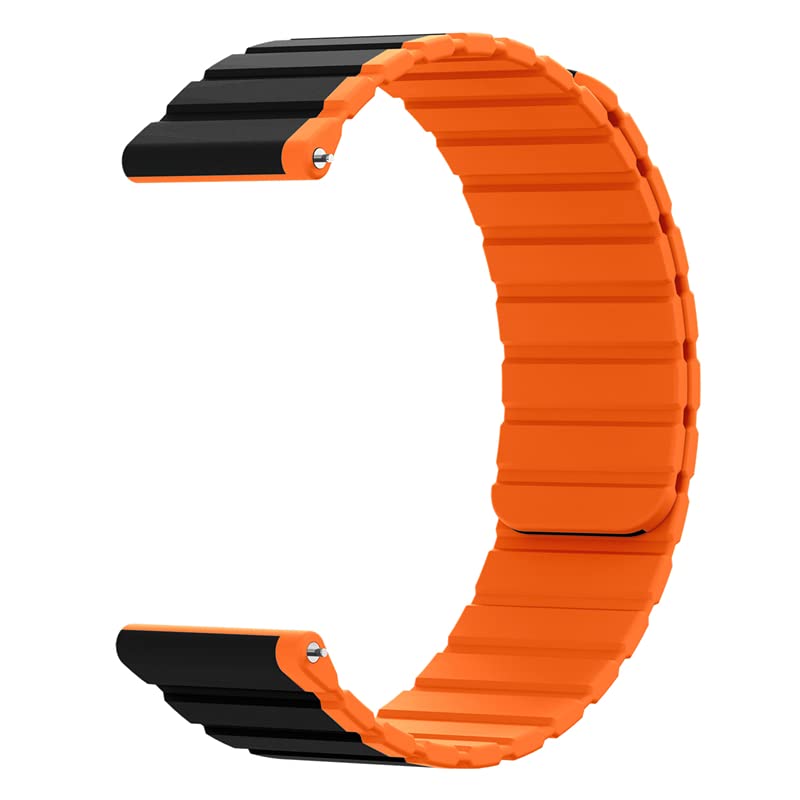 Wingle for Apple Watch Ultra 2 Band 49mm 45mm 44mm 42mm Series 9 Series 8 7 Apple Watch SE 6 5 4 3 2 1 Men, Strong Magnetic Bands Adjustable Silicone Sport Strap for iWatch Ultra/Ultra 2, Black/Orange