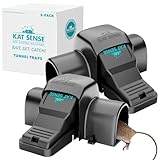 Kat Sense Dual Covered Rat & Chipmunk Traps Set of 2 - Humane Rat Trap Indoor & Outdoor Use, Hinders Accidental Triggering, Tunnel Mouse Trap Design, Touch-Free, Snap Traps for Rats, Mice, Chipmunks