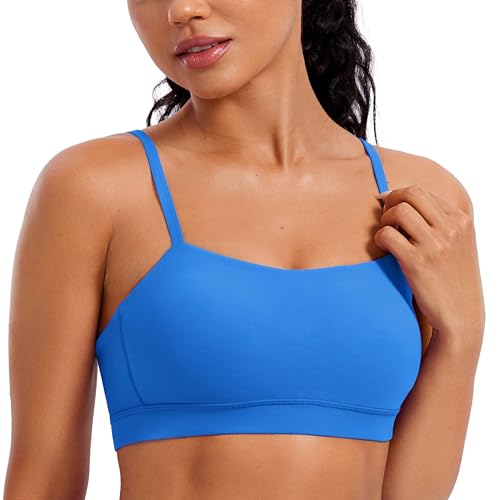 Image of CRZ YOGA Butterluxe Thin Strap Sports Bra | Light Support, Removable Pads, Yoga, Extremely Soft, Square Neck, Adjustable Back, for Women
