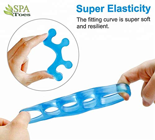 5 Pack Toe Separators Stretchers Straighteners & Dividers For Correcting Overlapping Toes, Bunions, Hammer Toe, Corns, Pedicures Spa Toes - Orthopedic - Soft Gel Spacers - Cleansing Alcohol Pad #TOP5