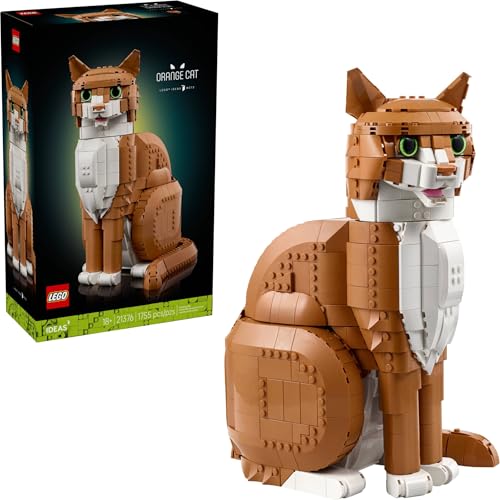 LEGO Ideas Orange Cat – 1,755-Piece Buildable Pet Decor for Adults, Posable Lifelike Animal Figure with Custom Eye Colors, Collectible Display Gift for Cat Lovers – 21376