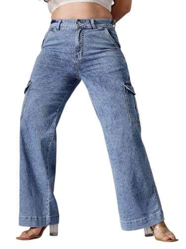 Image of Miss Chase A+ Women's Wide-Leg High-Rise Regular-Length Stretchable Shaping Denim Jeans