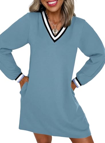 EVALESS Spring Dresses for Women 2026 V Neck Long Sleeve