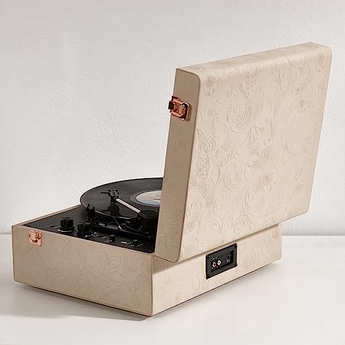 Arkrocket Coryphaeus Vinyl Record Player 3-Speed Bluetooth Input and Output Built-in Speakers with Magnetic Cartridge Auto Off (Flora Engraved) - Les Beatles, Paul McCartney, John Lennon, RIngo Starr, George Harrison Arkrocket Coryphaeus Vinyl Record Player 3-Speed Bluetooth Input and Output Built-in Speakers with Magnetic Cartridge Auto Off (Flora Engraved) – Image 5
