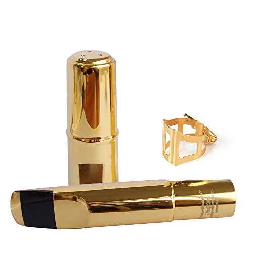 image for Sax Mouthpiece, Aibay #6 Gold Plated Bb Soprano Saxophone Metal Mouthp