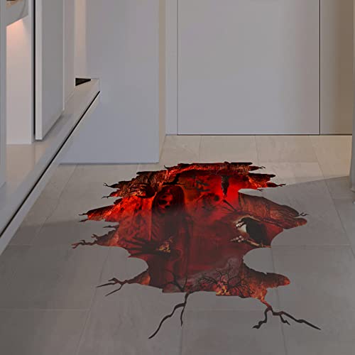 3D Bloody Ghost Halloween Wall Floor Stickers, Witch Halloween Wall Decals Removable, Halloween Wall Decor Scary Decorations For Bedroom, Halloween Window Clings Stickers For Glass Windows #TOP2