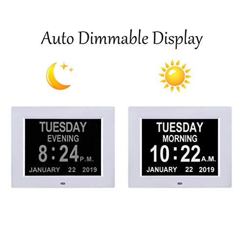 Tmc [Newest Version Digital Day Calendar Clock -Extra Large Date Day Time Of Week Clock With 12 Alarm Options For Seniors, Elderly, Dementia, Alzheimer (8-Inch) #TOP3