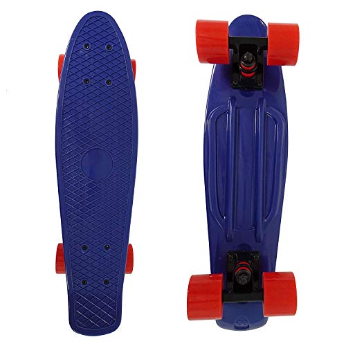veZve Skateboard Complete 22 Inch Navy Blue Cruiser Bendable Deck for Kids Beginners