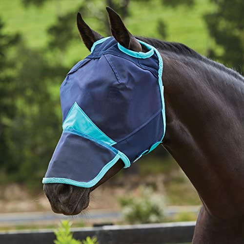 WeatherBeeta ComFiTec Fine Mesh Mask with Nose, Navy/Turquoise, Pony
