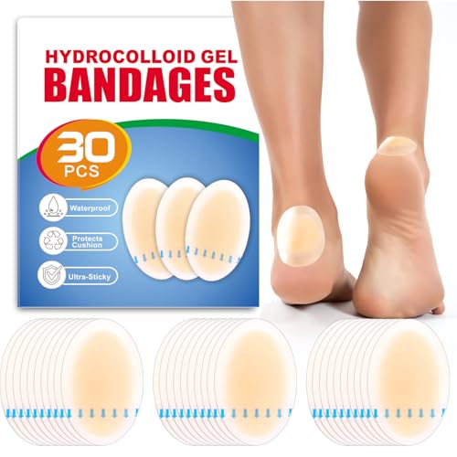 Image of 30pcs Hydrocolloid Blister Bandages - Waterproof Blister Bandages for Feet, Heels & Toes - Heel Blister Prevention & Recovery, Blister Pads (Heel, One Size)