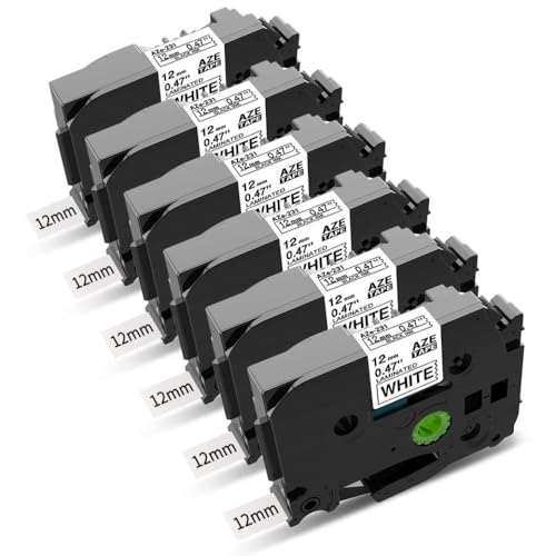 ���~�l�[�g���x���e�[�v 12mm X 8m �W�F�v�����^�[���{�� 6 �p�b�N PT D210 P710 H110 ���x�����[�J�[�ƌ݊�������(6PK Black on White)
