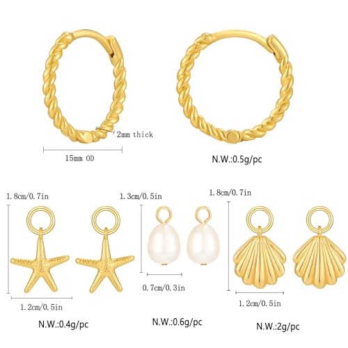 Small Gold Hoop Earrings And Cute Charms Twisted Huggie Hoops With Interchangeable Charm4
