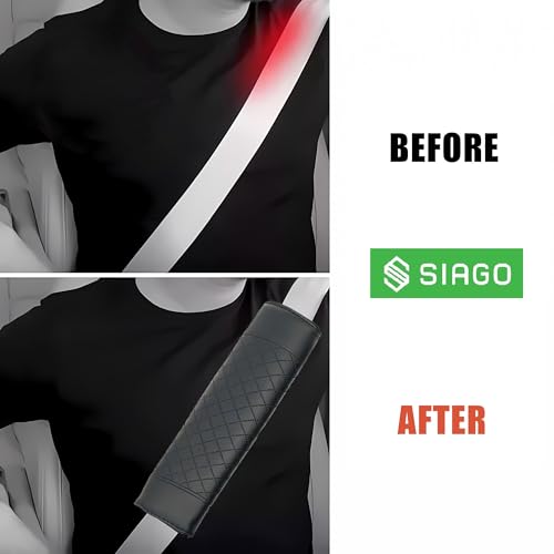 Image of SIAGO Premium Car Seat Belt Cover (Pack of 2) | Soft Shoulder Strap Protector | Adjustable Universal Fit for Cars, SUVs, Trucks | Black, Beige, Grey, Tan | SIA128