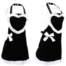 Hyzrz Halloween Costume Royal Cooking Sexy Aprons for Women Vintage Girls Maid Black Apron Heart Shape Patterns
