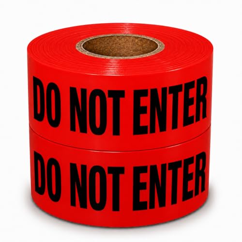Image of ATERET Premium Danger Do Not Enter Tape 2-Pack 3 inch x 1000 feet, Hazard Safety Tape, Construction Tape for Danger /Hazardous Area, Ideal Use for Halloween Decorations, Party, Work-Site