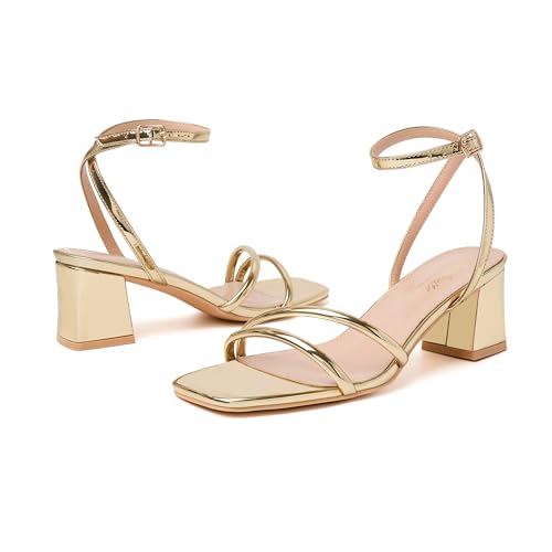 Women's Heels Chunky Block Strappy Square Open Toe Ankle Buckle Heeled Sandals Wedding Party Dress Shoes3