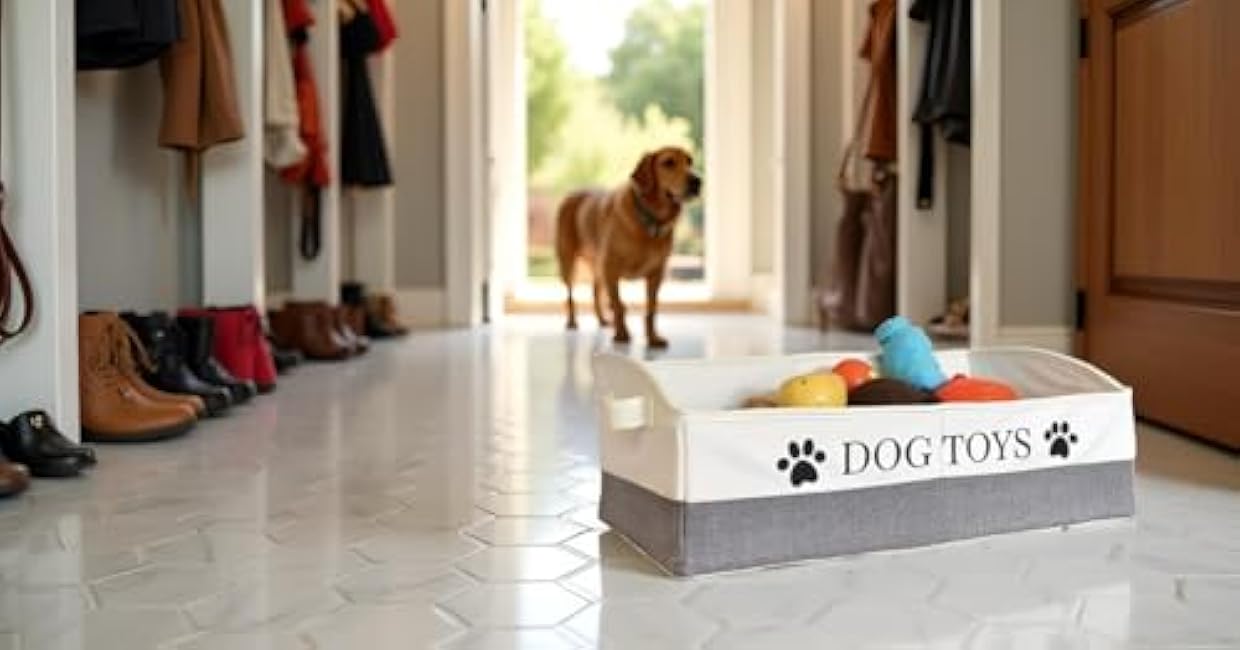 Large Dog Toy Storage Bin Sturdy and Foldable Toy Basket