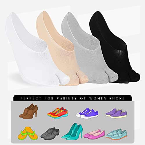 Bencailor 4 Pairs Women No-show Socks Low Cut Japanese Style 2 Toe Split Socks for Flip Flop Sandal2