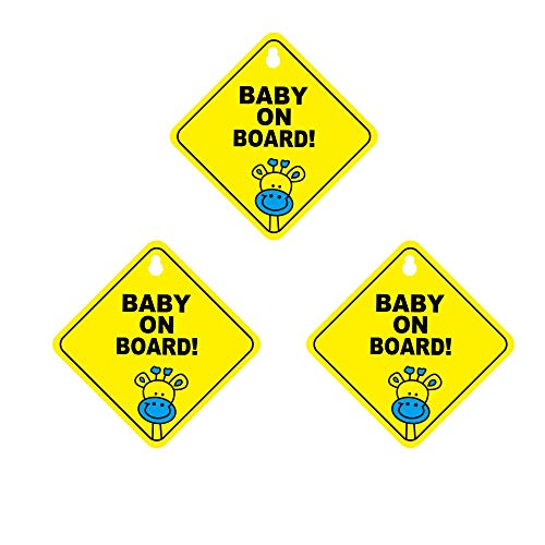 3 Pz Adesivi Baby per Macchina, Adesivo di Avvertimento di Sicurezza, Bimbo a Bordo Baby on Board Sign con Ventosa,Adesivi Baby per Macchina, Nessuna dissolvenza, Riflettente, Rimovibile