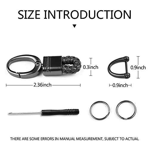 Car Key Fob Keychains Holder Clip With Detachable Valet Key Ring & Anti-Lost D-Ring For Men And Women,360 Degree Rotatable, With Screwdriver,Black And Black,2 Pack (Black) #TOP2