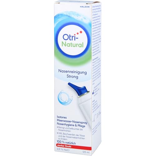 OtriNatural Nasenreinigung Strong, Nasenspülung, 100 % natürlich, Meerwasser Nasenspray, reinigt & spült Nasenhöhlen, Nasenspray, aus der Otriven-Familie, 0,9 % Natriumchlorid, 125 ml