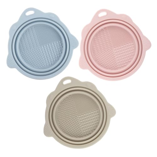 Beaupretty 3pcs Soft Silicone Makeup Brush Cleaning Pad for Sponges Brushes Folding Bowl Mat Beauty Tools Accessories