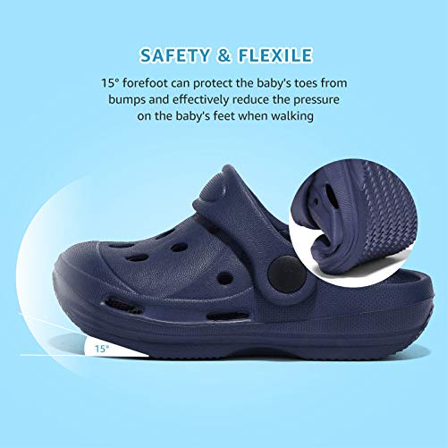 Stq Unisex-Child Classic Kids Clogs Slip On Boys And Girls Water Shoes Lightweight Beach Pool Shower Summer Slide Sandals Garden Slippers Navy, 3 Us Little Kid #TOP7