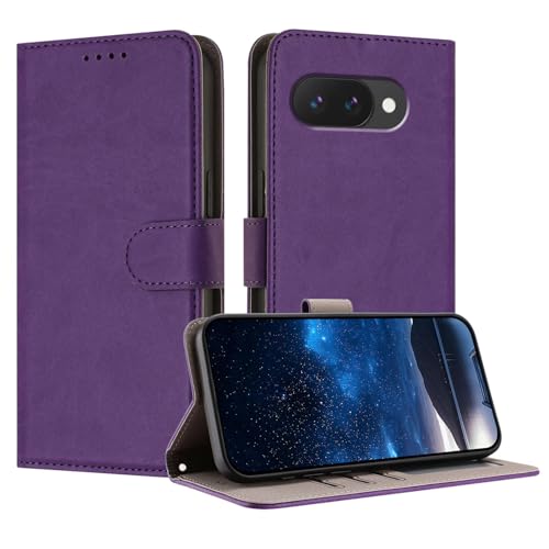 Protection Google Pixel 6 Pro portefeuille cuir violet avec fermeture magnétique à clapet