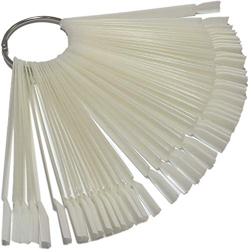 Apex® Professional 50pcs Nail Colour Display Ring, Swatch Sticks, Pop Sticks, Nail Art Palette Tip Wheel Display (Natural)