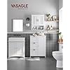 VASAGLE Floor Storage Cabinet, Freestanding Storage Unit with 3 Drawers, 1 Adjustable Shelf, for Bathroom Living Room Dining Kitchen, 11.8 x 23.6 x 31.5 Inches, Cloud White UBBC049WH01S