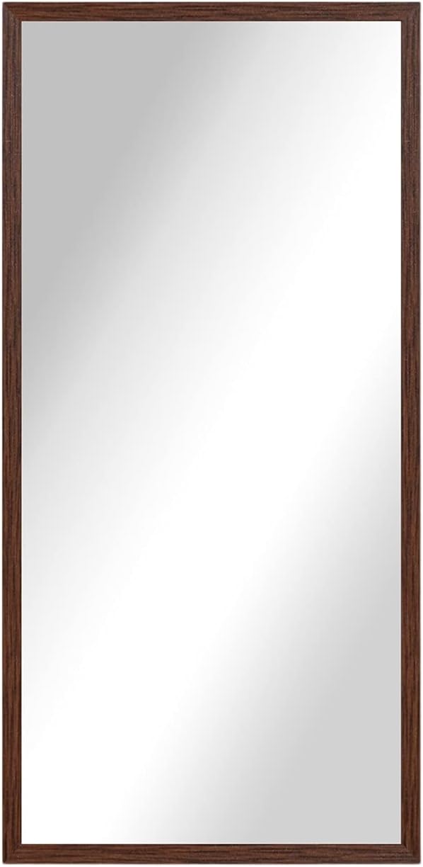 Buy-Rite Alexa Full-Length Salon Mirror - 28”W x 60”H Wall-Mounted Mirror with Espresso Foil-Wrapped Wood Frame, Extra-Large Glass Surface, Ships Fully Assembled, PFW-2860-701 (Espresso)