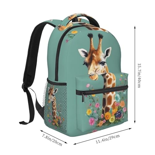 Sac à dos ordinateur portable girafe et fleurs pour le travail léger