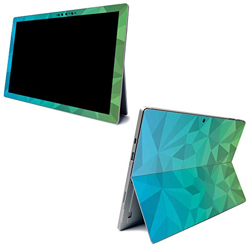 Image of MightySkins Carbon Fiber Skin for Microsoft Surface Pro 7 - Blue Green Polygon | Textured Carbon Fiber Finish | Easy to Apply, Remove, and Change Styles | Made in The USA