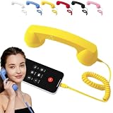 TETGSET TelefonhöRer für Handy, Retro-TelefonhöRer mit Typ-C-Verbindung, Integrierter, Klarer Lautsprecher – Geeignet für Anrufe und Videokonferenzen., Plug-and-Play-Handmikrofon (Gelb)