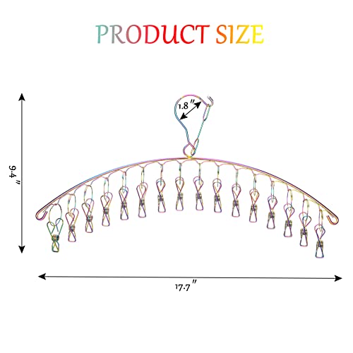 Lushus ~ 16 Clamp Iridescent Stainless Steel Scarf Hanger ~ Hat Organizer ~ Laundry Room Gadget ~ Closet Hangers Space Saver Drying Multipurpose Windproof Heavy Duty Hijab Scarves #TOP4