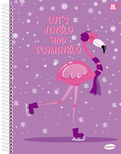 Caderno Universitário Animativa, 10 Matérias, Capa Dura, Kbom Feminino, 200 Folhas, Pacote com 4