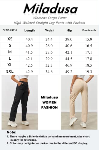 Miladusa Womens Cargo Pants High Waisted Hiking Pants Travel Straight Leg Pants With Pockets Khaki #TOP6