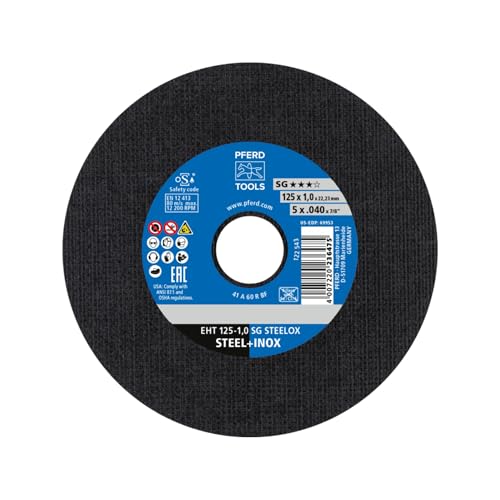 PFERD TOOLS Trennscheibe EHT, 5 Stück | 125x1,0x22,23mm, gerade, Leistungslinie SG STEELOX | 69198297 – für Stahl und Edelstahl (INOX)