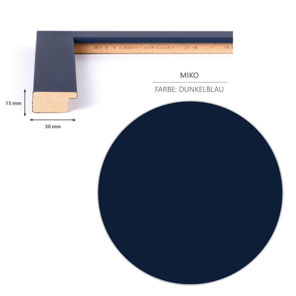 Haak Bilderrahmen modern stabil Miko Dunkelblau 80 X 121 cm Rahmen für Bilder Urkunden Poster Puzzle Pastell Farben