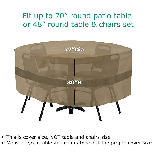 Sunpatio Patio Furniture Set Cover Waterproof, Heavy Duty Patio Round Table And Chairs Cover For Outdoor Dining Set, Veranda Patio Furniture Cover For All Weather Protection, 72"Dia X 30"H, Taupe #TOP1
