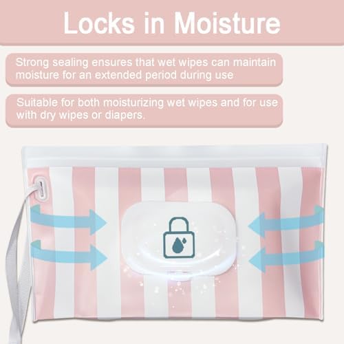 Baby Wipe Holder,Wipe Dispenser, 3-Pack Portable Refillable Wipe Container,Reusable Travel Baby Wipes Case, Waterproof and Dustproof, Wipe Holder for Diaper (Pink) - 1