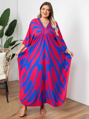Image of Kaftan Dress for Women - Plus Size Caftan Maxi Beach Dress Moo Moos Loungewear, Swimsuit Cover Up for Beach, Pool or Vacation