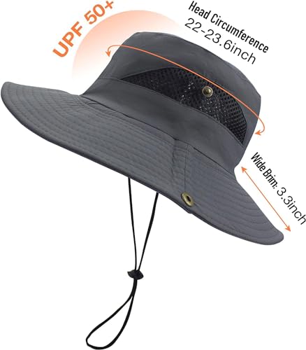 Image of Sun Hat for Men, Wide Brim Summer Protection Cap, Round Cap for Men, Beach Fishing Hat for Hiking, Fishing, Gardning, Travel
