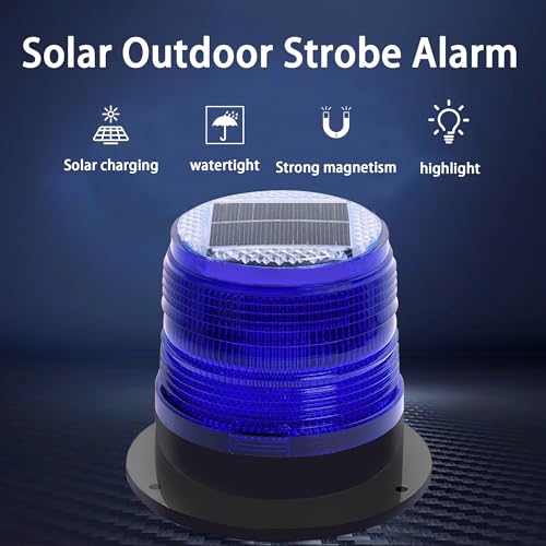 Image of Solar Strobe Warning Light: Strong Magnetic Base Waterproof Traffic Light,Solar Safety Flashing LED Lamp for Construction, Traffic, Factory, Safety Sign, Crane Tower, Boat Navigation (Blue)
