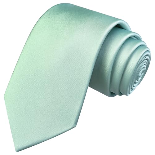 Branduce Mint Tie Solid Satin Ties for Men Silk Blend Necktie for Wedding Business (TA11-25)