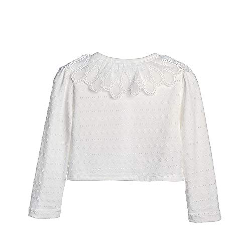 Image of Girl Lace Bolero Cardigan Shrug - Little Girl Long Sleeve Shrug Sweater with Pearls 2-11 Years
