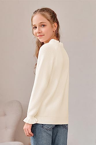 Febriajuce Girls Crewneck Sweaters Kids Fall Long Sleeve Cute Knit Pullover Tops 5-14 Years4