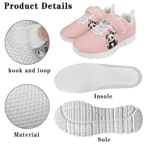 Cartoon Panda Running Sneakers for Girls Boys Hiking Shoes Hook & Loop Athletic Fitness Sneaker4