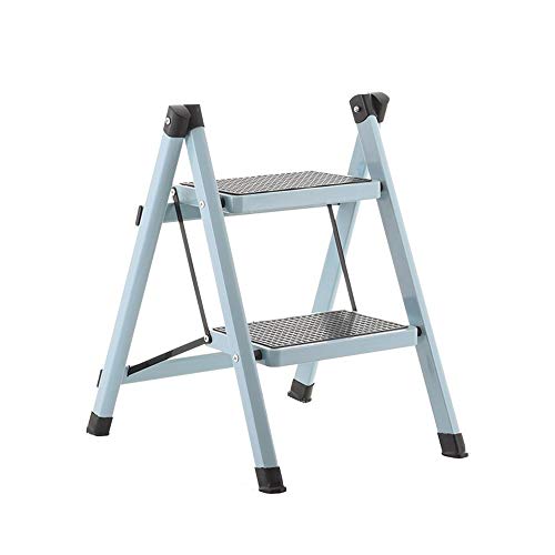 Step stool Escabeau Domestique, escabeau Multifonctionnel, escabeau Portable, escabeau à Un côté, escabeau en Fer, escabeau à Deux marches, escabeau antidérapant, escabeau Mobile d'intérieur (1 Jeu)