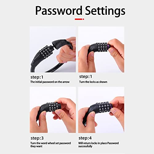 Areclern Bike Lock Heavy Duty Bicycle Lock High Strength Rust-Proof Easy To Carry Anti-Theft Zinc Alloy Road Lock Portable Chain Password Lock Bike Supplies For Outdoor Equipment Yellow #TOP3